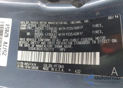 2014 Toyota Sienna L V6 7 Passenger from USA, damaged, VIN 5TDZK3DCXES503112